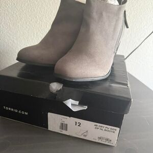 Torrid Gray Suede Ankle Booties with Block Heel
